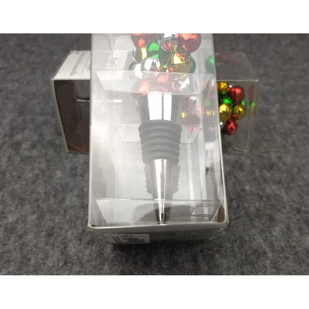 Pier‎ 1 Imports Wine Bottle Stopper Christmas Jingle Bells NEW IN BOX Set of 2